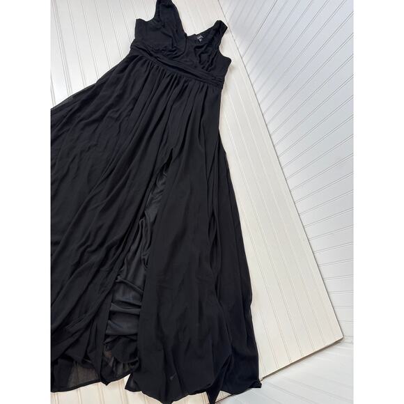 NWT Lulus Thoughts of Hue Black Surplice Maxi Dress Wedding Holiday Size S - Picture 4 of 6